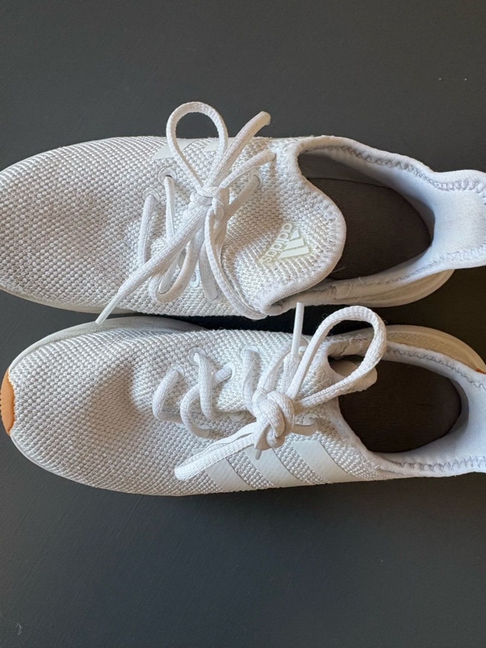 adidas White Knit Low-Top Sneakers with Subtle Stripe